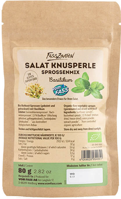 
                                Bio-Salat Knusperle Sprossenmix Basilikum
                            