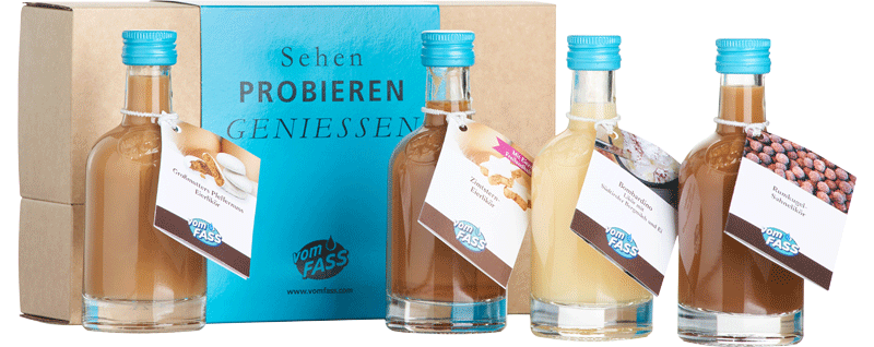 Geschenkset Rumkugel-Likör Lebkuchenlikör Bombardinolikör Geschenkset Weihnachtsliköre vomFASS